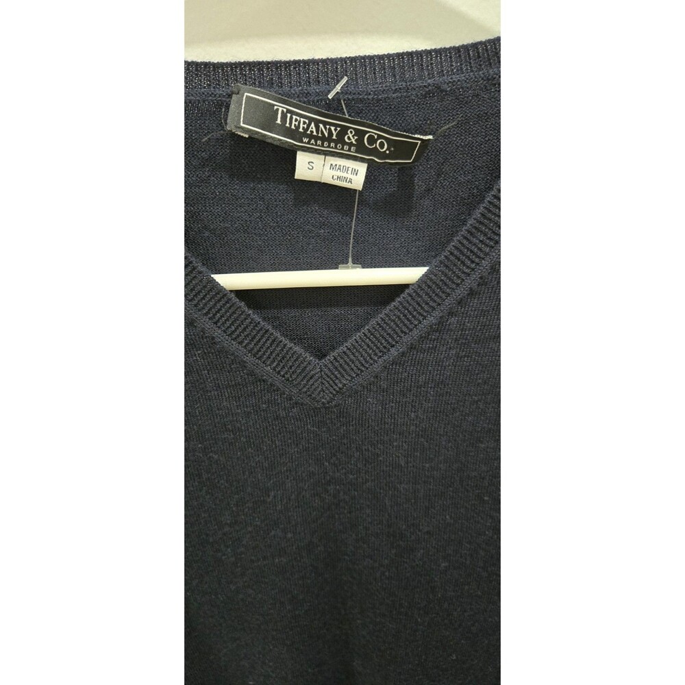 Tiffany & Co Wardrobe - V-neck Sweater - Mens Sz L - Navy - Wool Blend - Casual - Picture 5 of 7